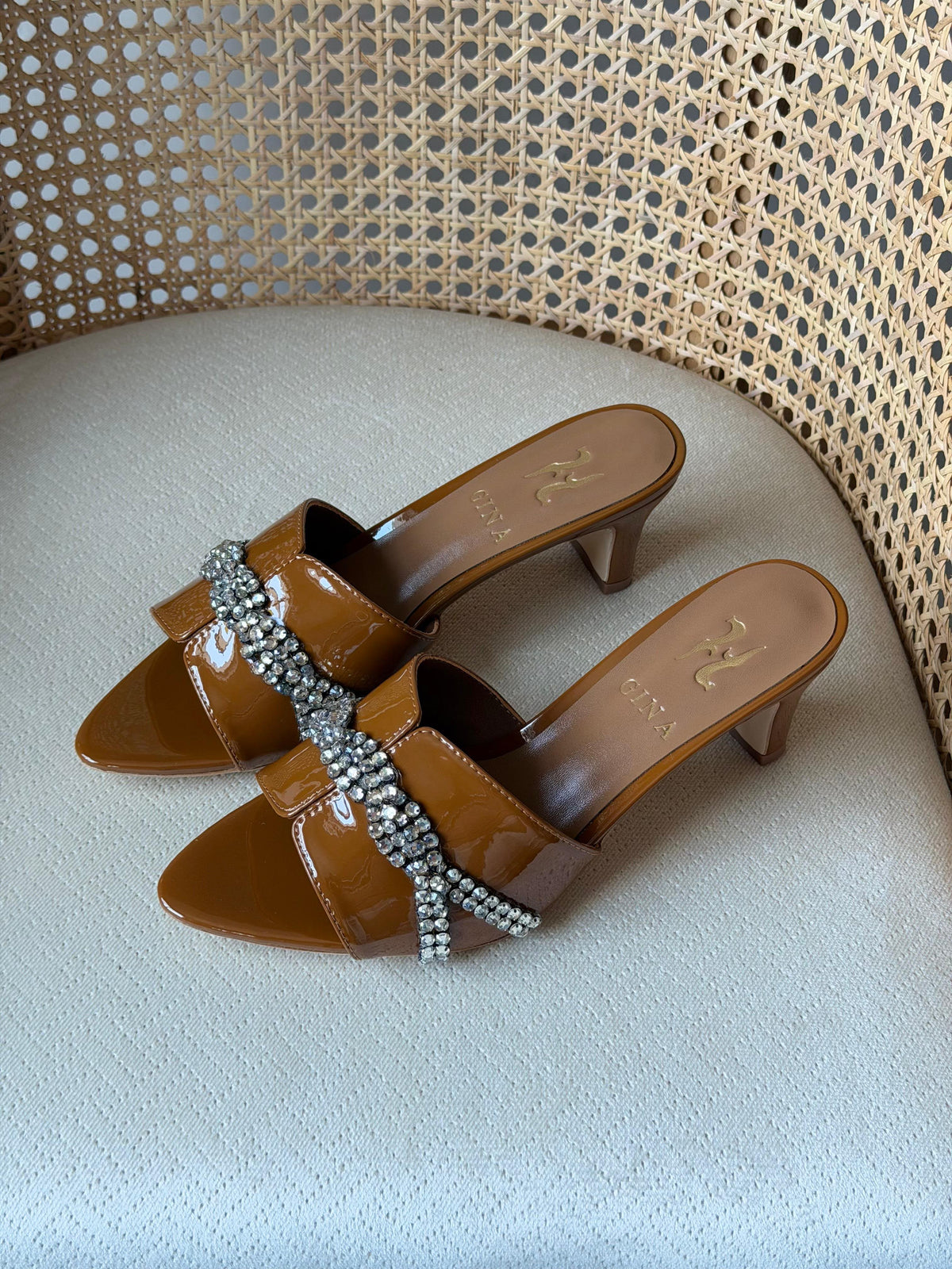 GINA Tortoiseshell Crystal-Embellished Mules