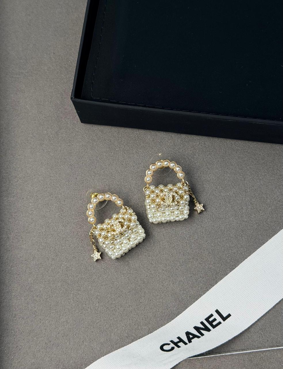 Chanel Pearl Mini Bag Earrings