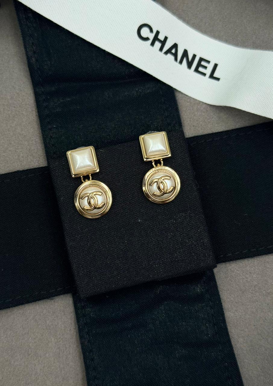 Chanel Gold CC Drop Earrings