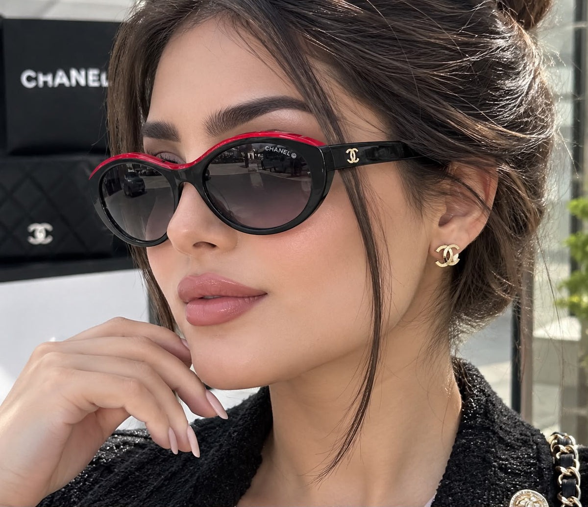 Chanel Two-Tone Cat-Eye / Oval Sunglasses