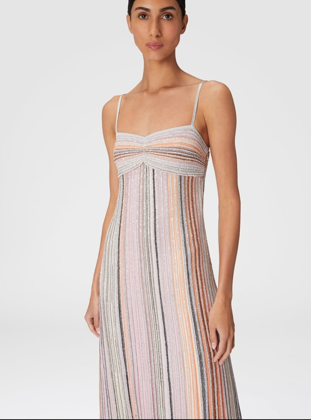 Missoni Metallic Striped Knit Maxi Slip Dress