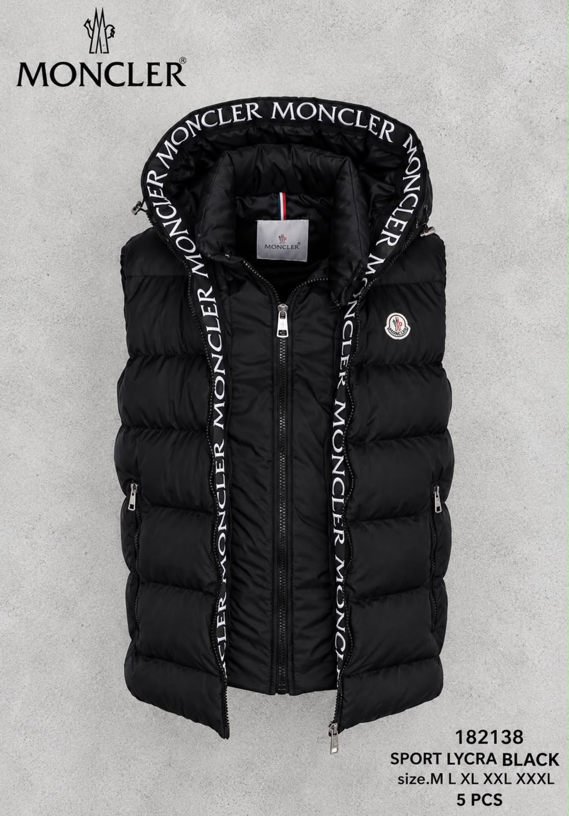 MONCLER Logo Trim Hooded Puffer Vest