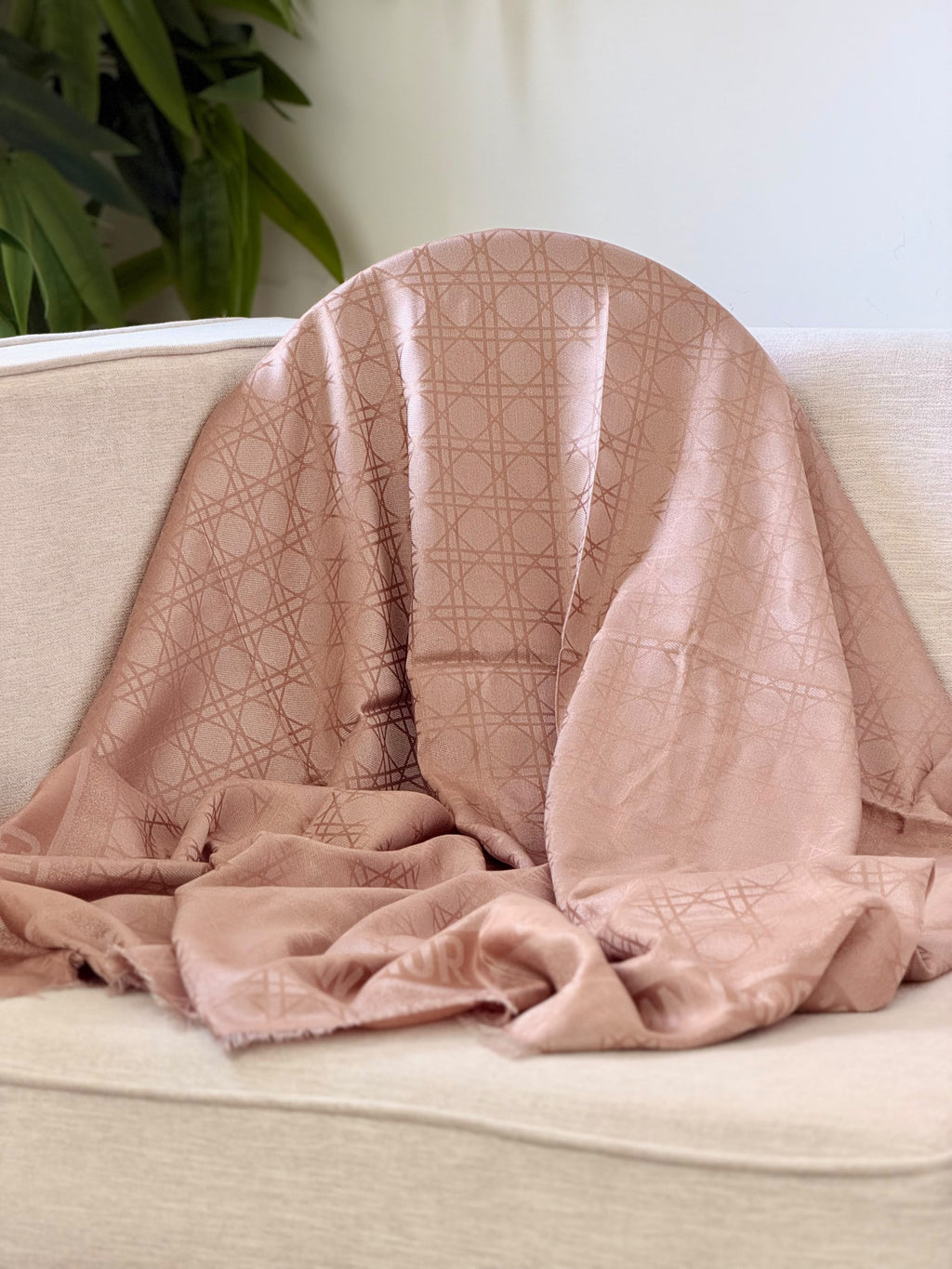 Dior Geometric Lattice Fringed Square Scarf