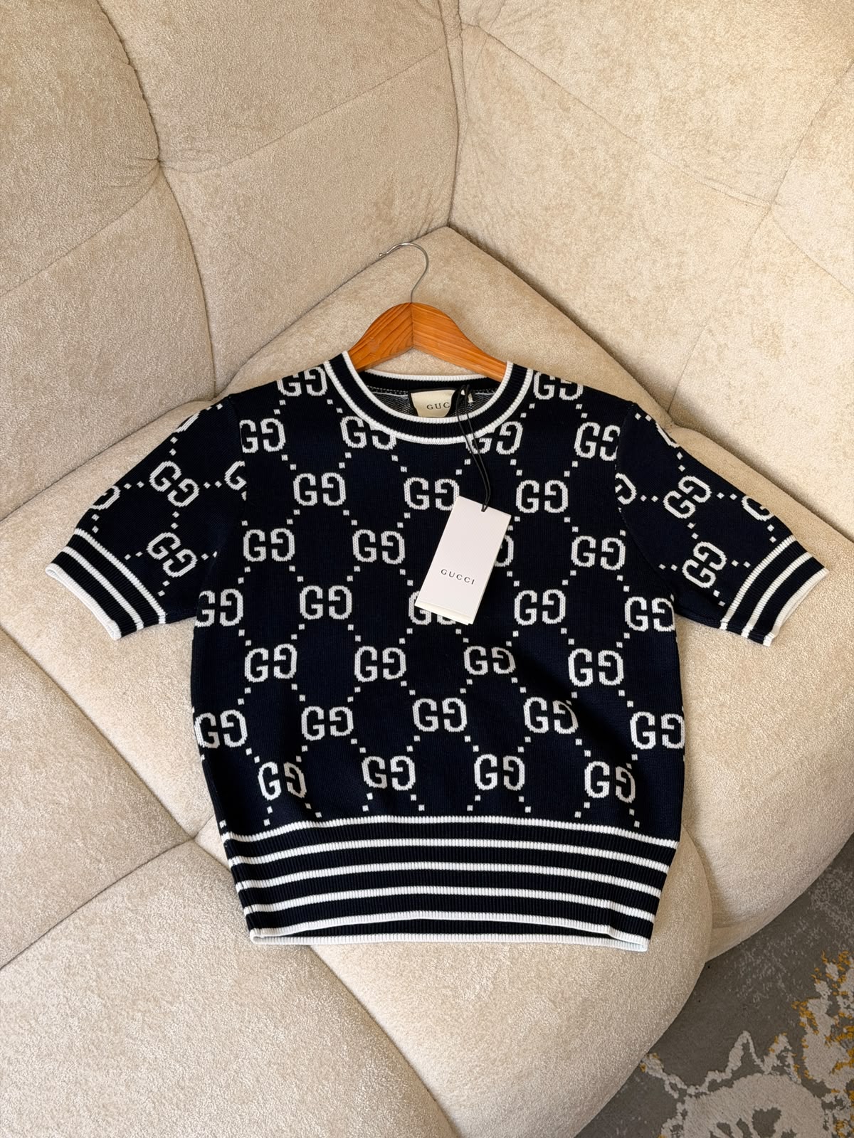 Gucci — GG Jacquard Short-Sleeve Knit Top