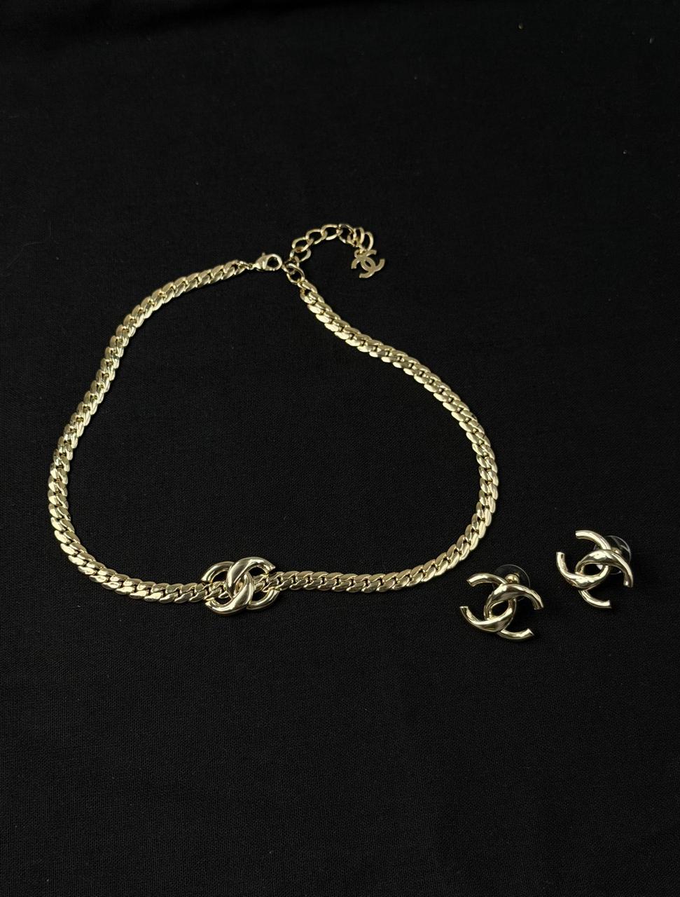 CHANEL CC Bracelet and Earrings Set