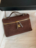 Chanel Suede Vanity Case with Gold