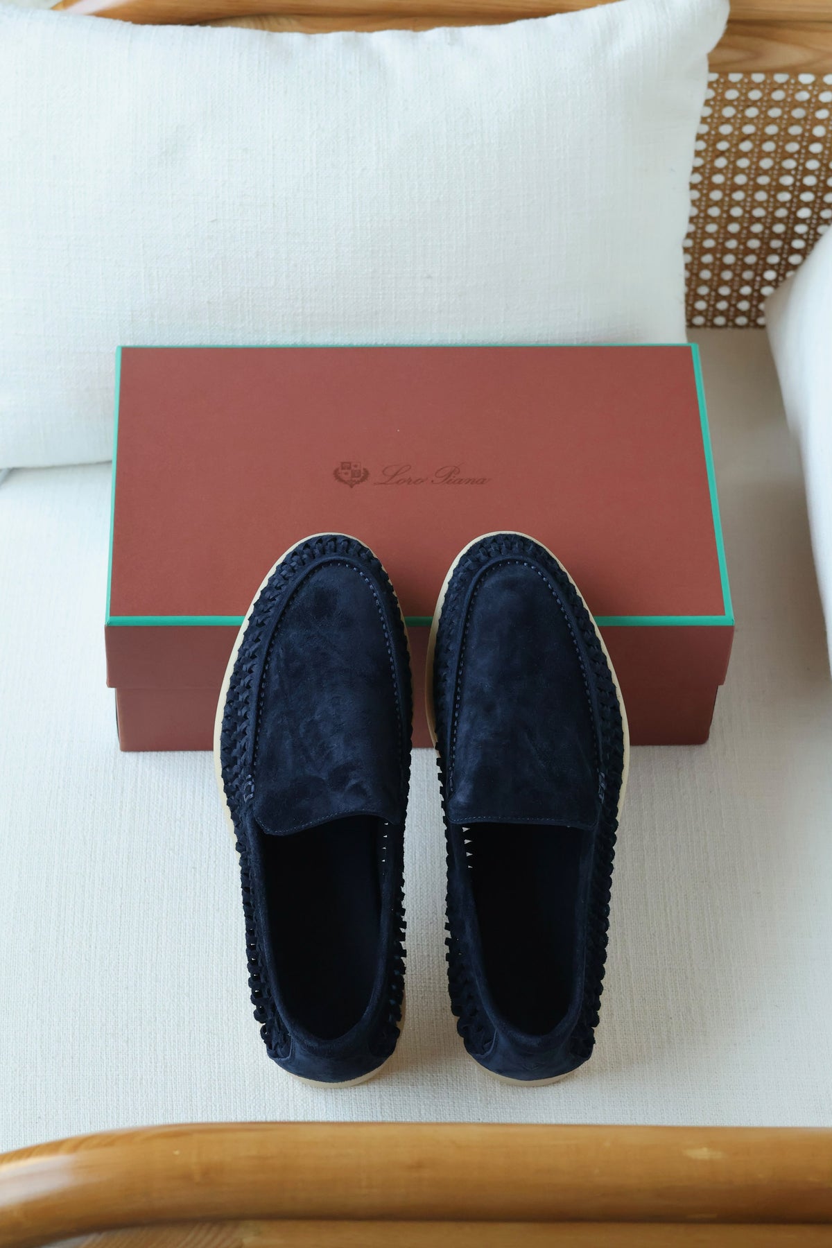Loro Piana Woven Suede Loafers