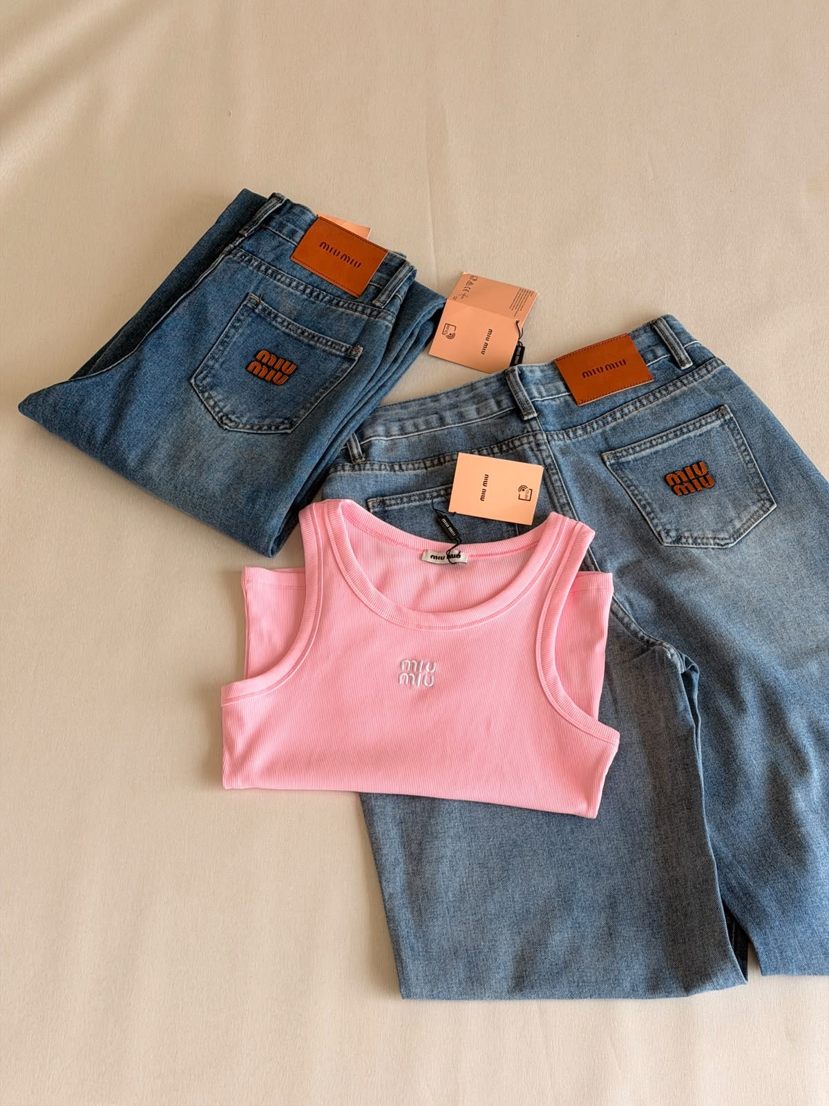 Miu Miu Embellished Logo Knit Tank Top
