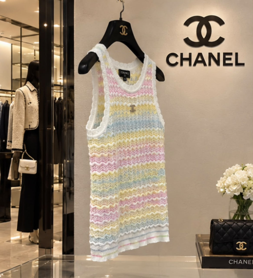 CHANEL Chevron Knit Tank Top