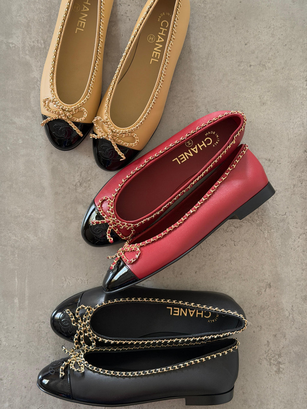 CHANEL Chain-Trim Ballet Flats