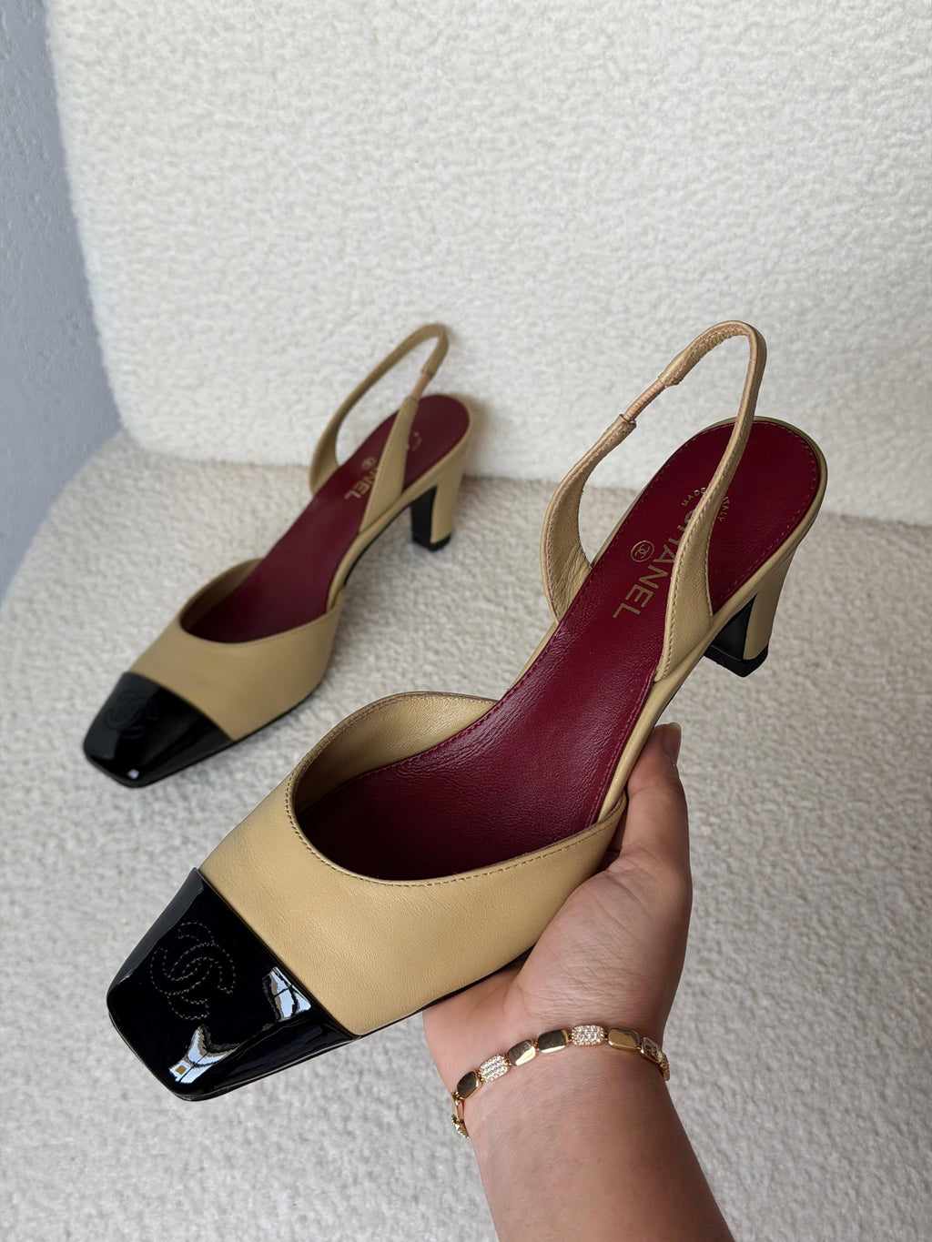 Chanel CC Cap-Toe Slingback Pumps