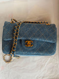 Chanel Denim Classic Flap Bag with Gold-Tone Hardware