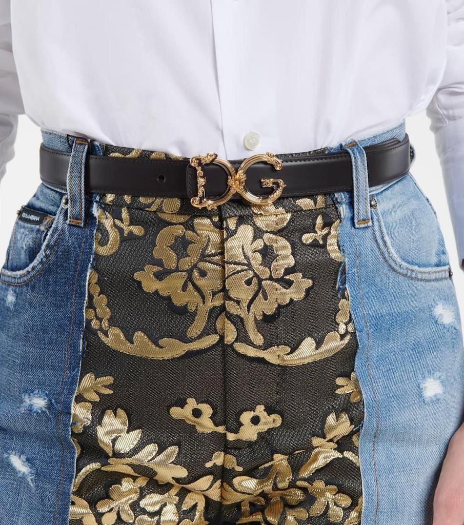 Dolce & Gabbana DG Baroque Logo Leather Belt