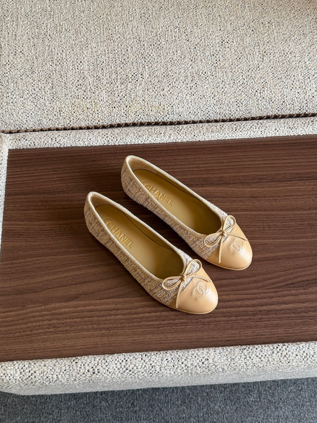 Chanel Quilted Leather Bow Ballet Flats