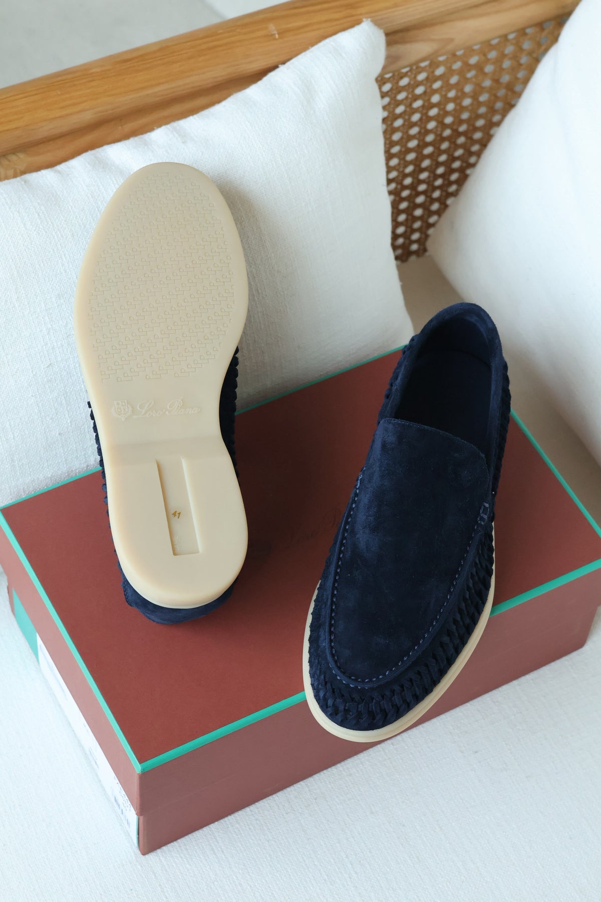 Loro Piana Woven Suede Loafers