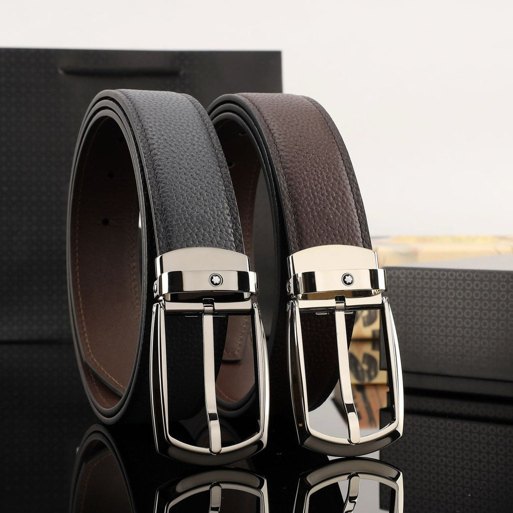 Montblanc – Horseshoe Buckle Brown/Black 35 mm Reversible Leather Belt