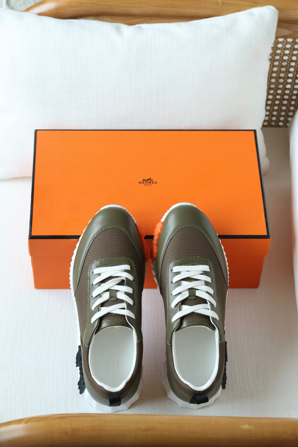 Hermès Bounce Sneaker in Technical Canvas and Calfskin
