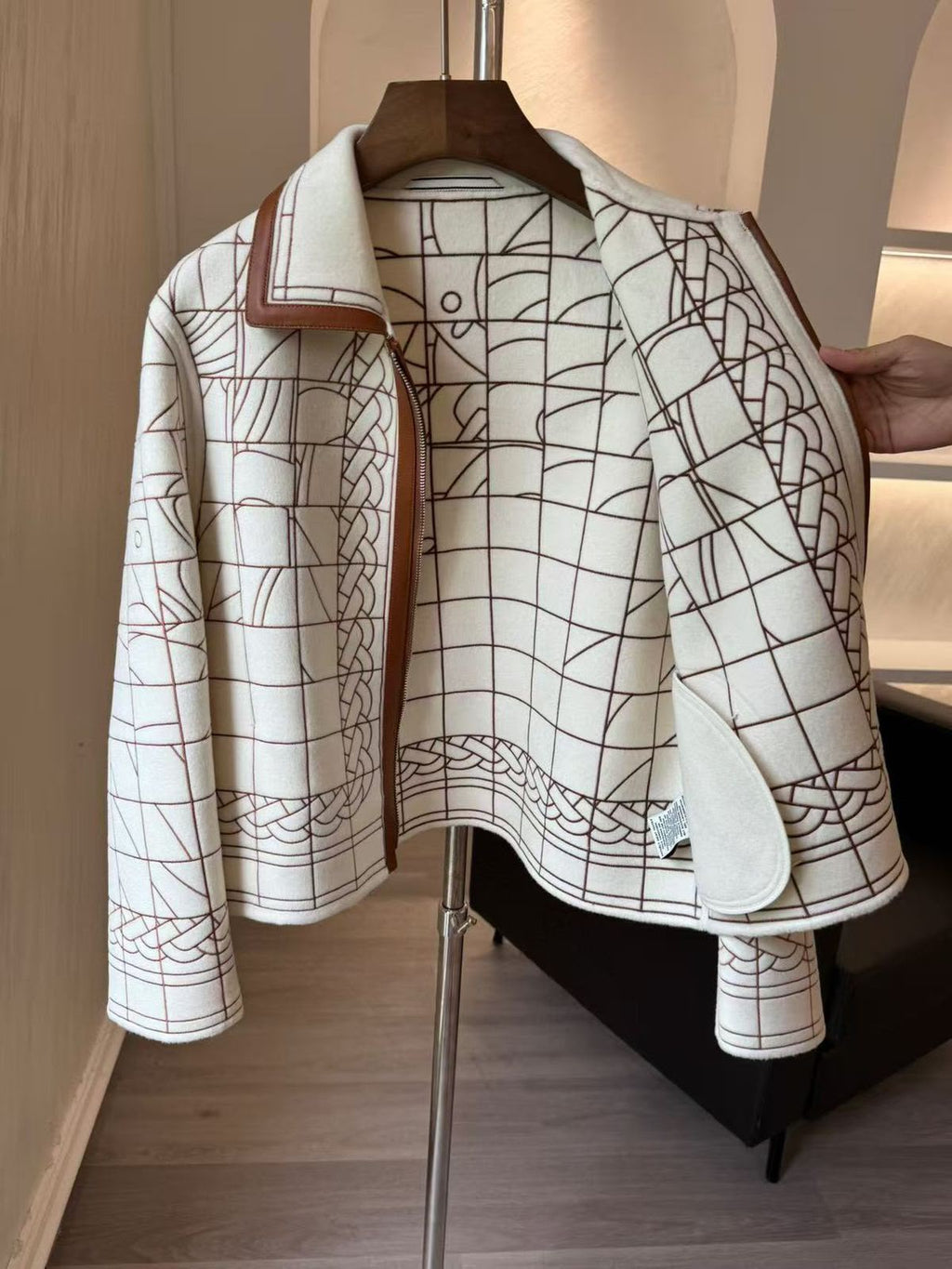 Hermès Brides de Gala Short Zipped Jacket — Blanc Nacre.