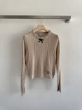 Miu Miu Crystal-Embellished Bow Cable-Knit Sweater
