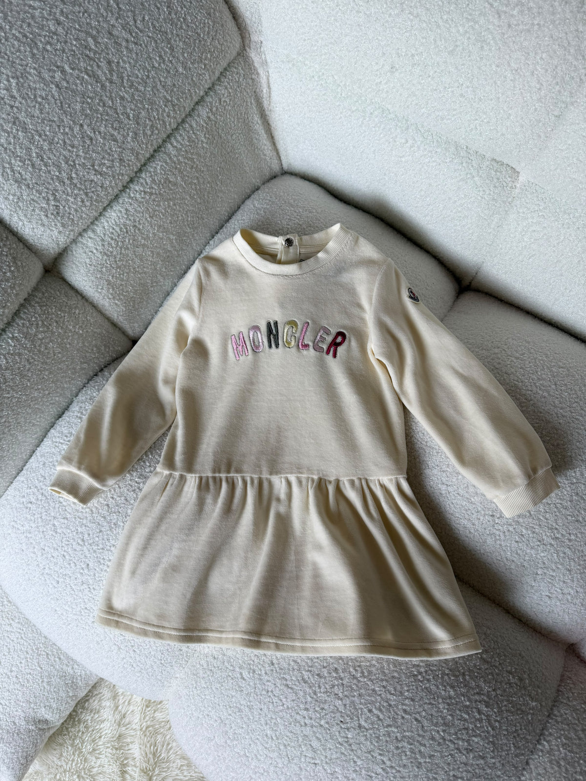 Moncler Kids Cream Letter Logo Dress
