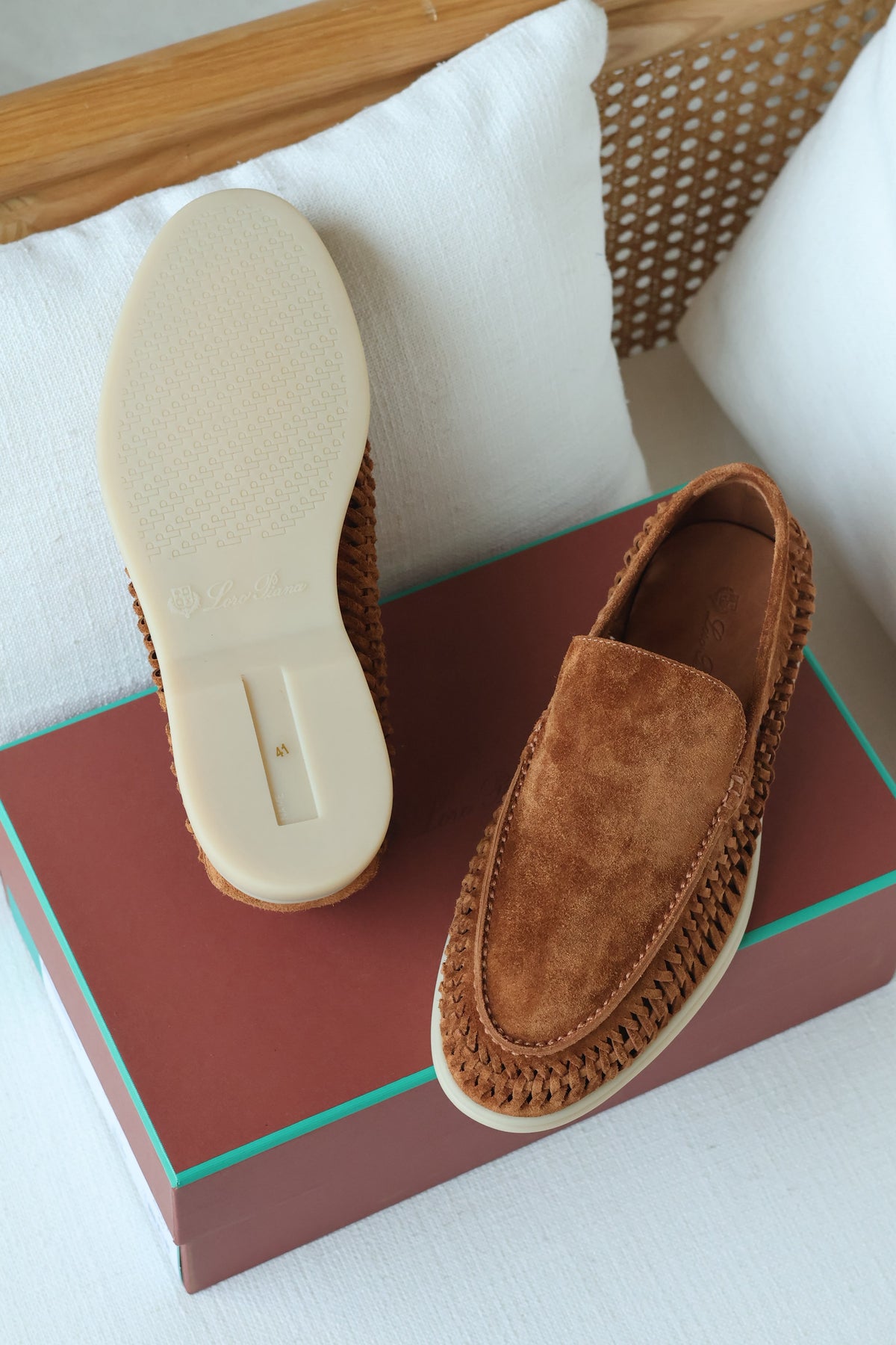 Loro Piana Woven Suede Loafers