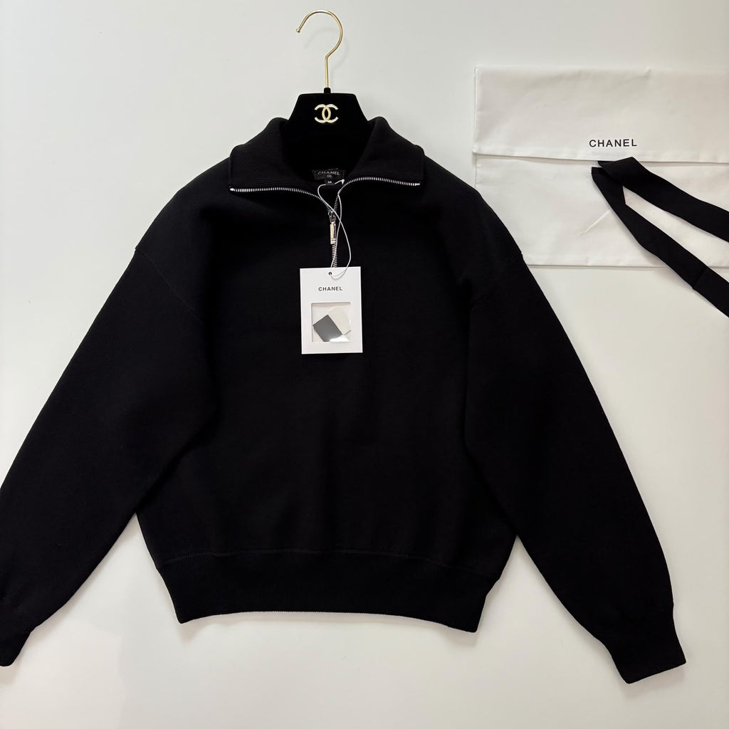 Chanel Quarter-Zip Knit Pullover Sweater