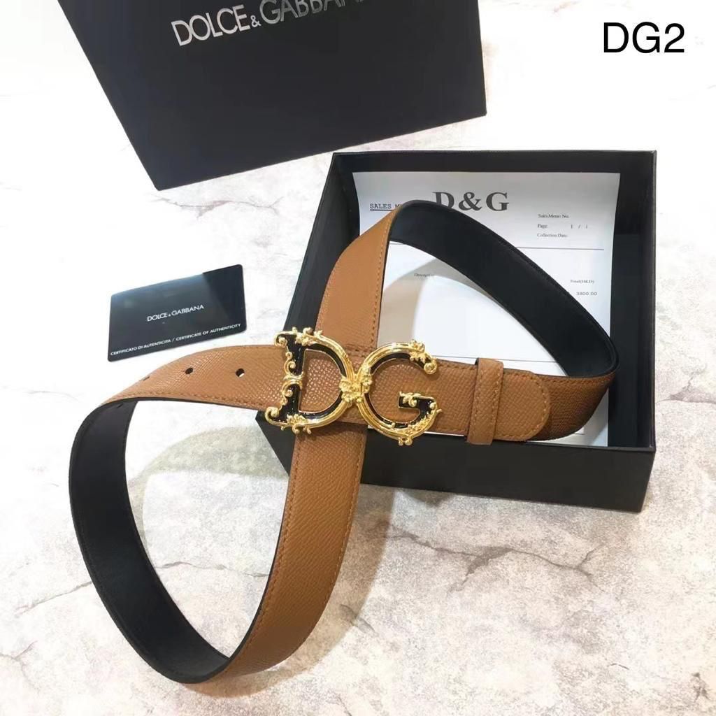 Dolce & Gabbana DG Baroque Logo Leather Belt