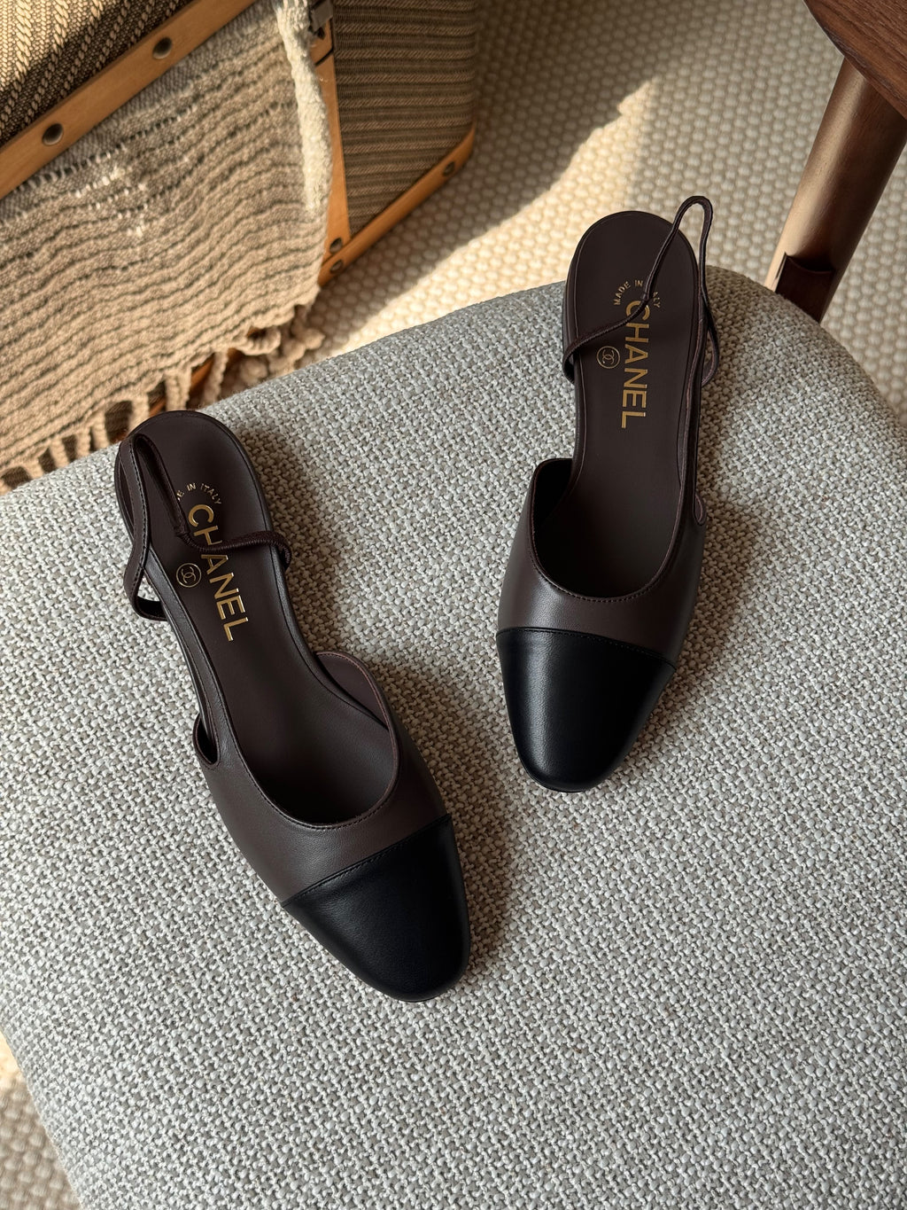 Chanel Two-Tone Leather Slingback