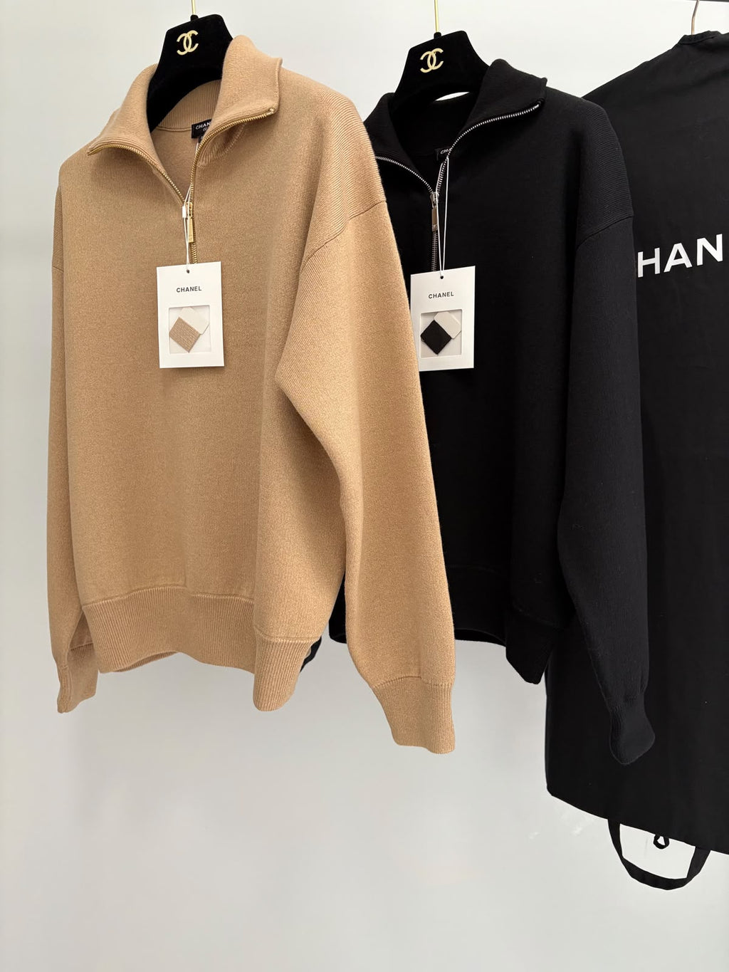 Chanel Quarter-Zip Knit Pullover Sweater