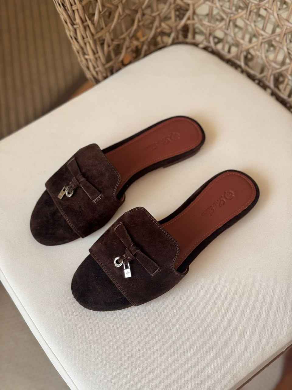Loro Piana Summer Charms Suede Flat Mules
