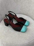 Chanel Patent Cap-Toe Slingback Pumps