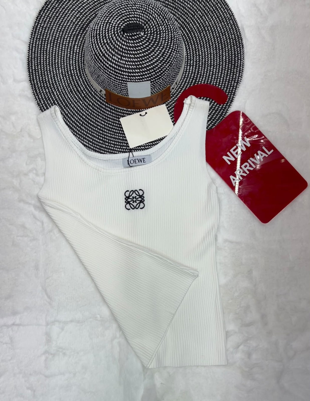 Loewe Anagram Ribbed Crop Top & Loewe Woven Wide-Brim Hat