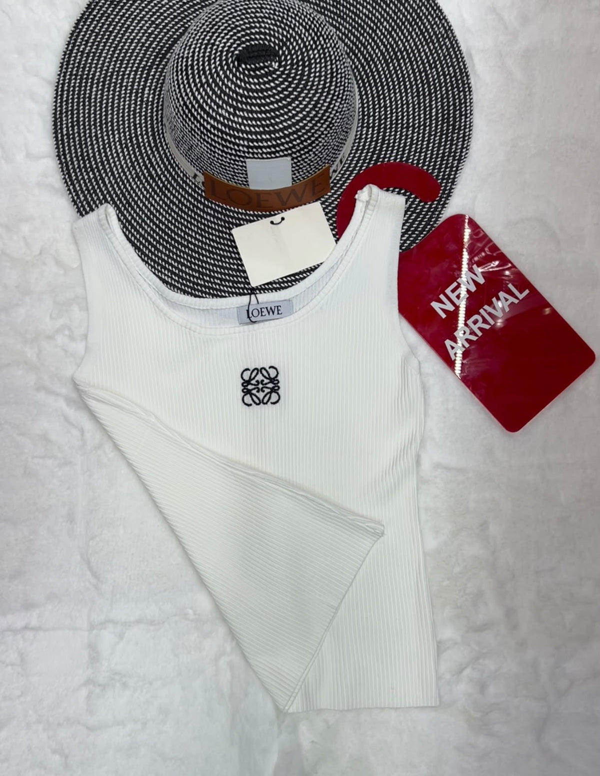 Loewe Anagram Ribbed Crop Top & Loewe Woven Wide-Brim Hat