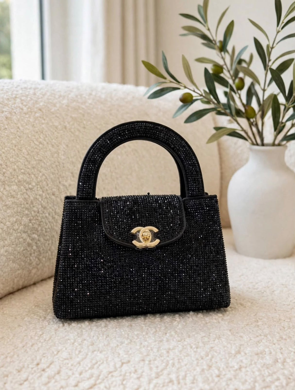 CHANEL Sparkle Rounded Handle Flap Bag