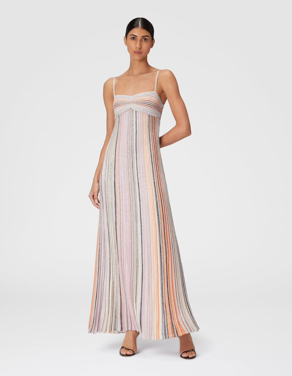 Missoni Metallic Striped Knit Maxi Slip Dress