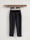 Charcoal Herringbone Drawstring Trousers