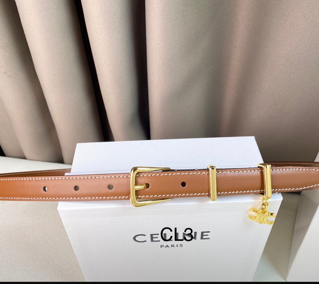 CELINE Triomphe Charm Leather Belt