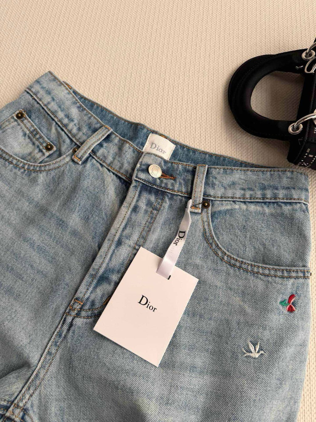 Dior Embroidered Light Wash Denim Jeans / Pants