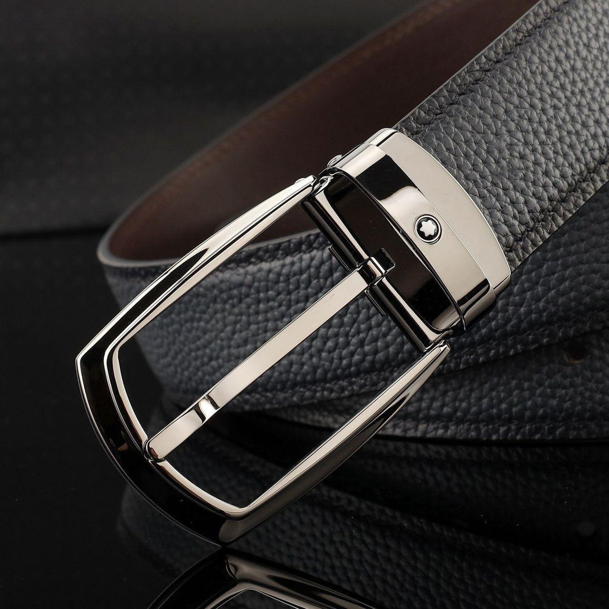 Montblanc – Horseshoe Buckle Brown/Black 35 mm Reversible Leather Belt