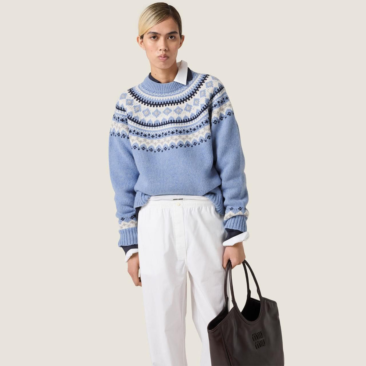 Miu Miu Fair Isle Virgin Wool Jacquard Sweater