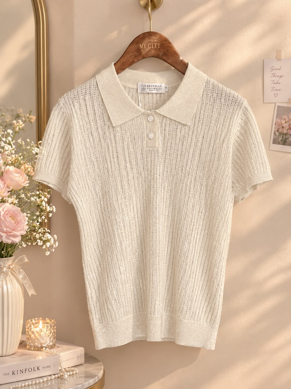 Brunello Cucinelli Ribbed-Knit Short-Sleeve Polo Shirt