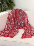 Geometric Border Paisley Shawl
