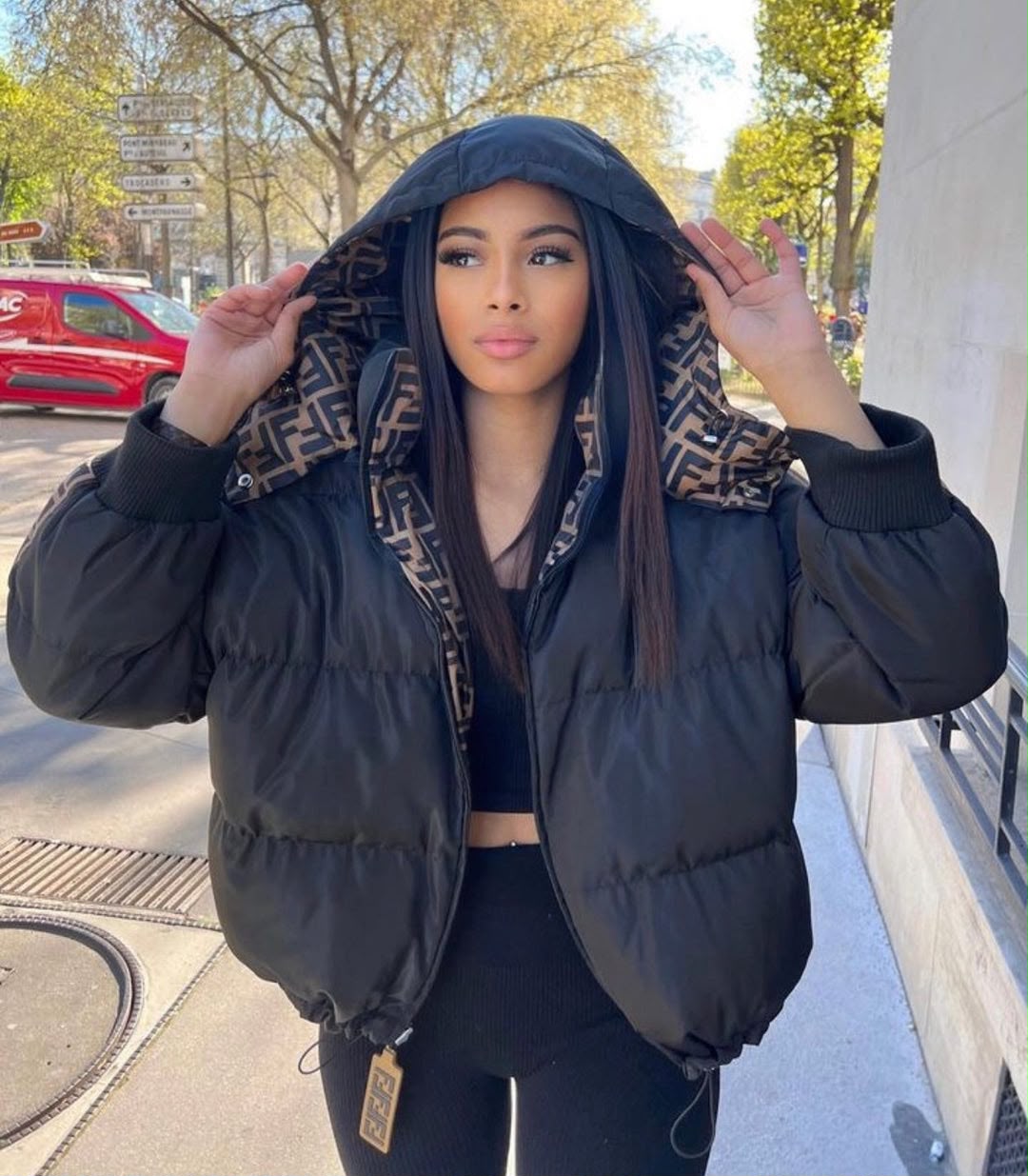 Fendi Reversible FF Pattern Black Puffer Jacket