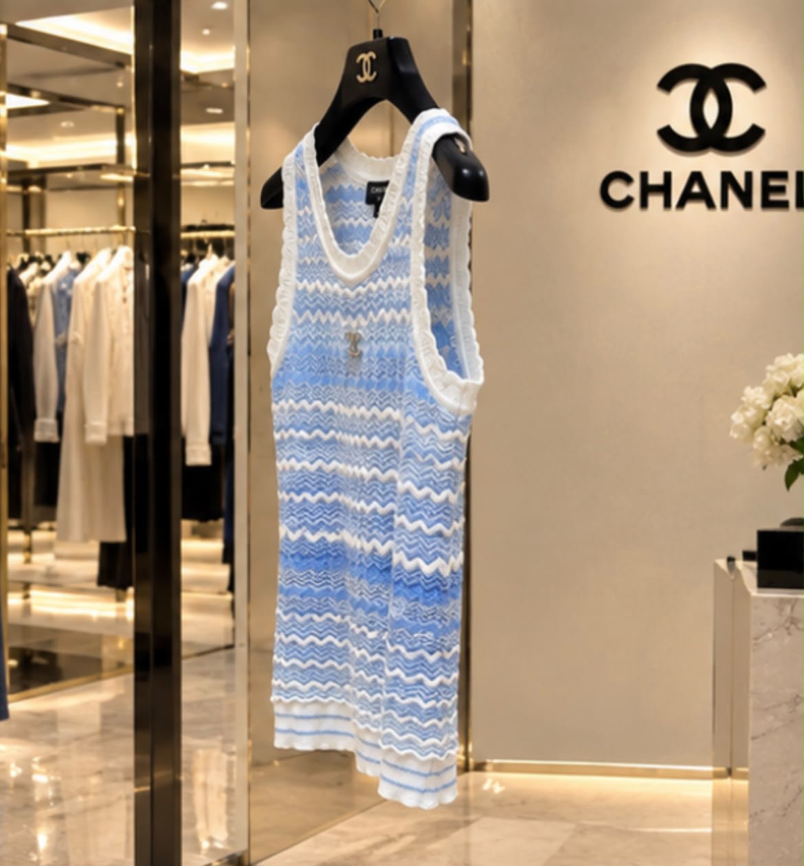 CHANEL Chevron Knit Tank Top
