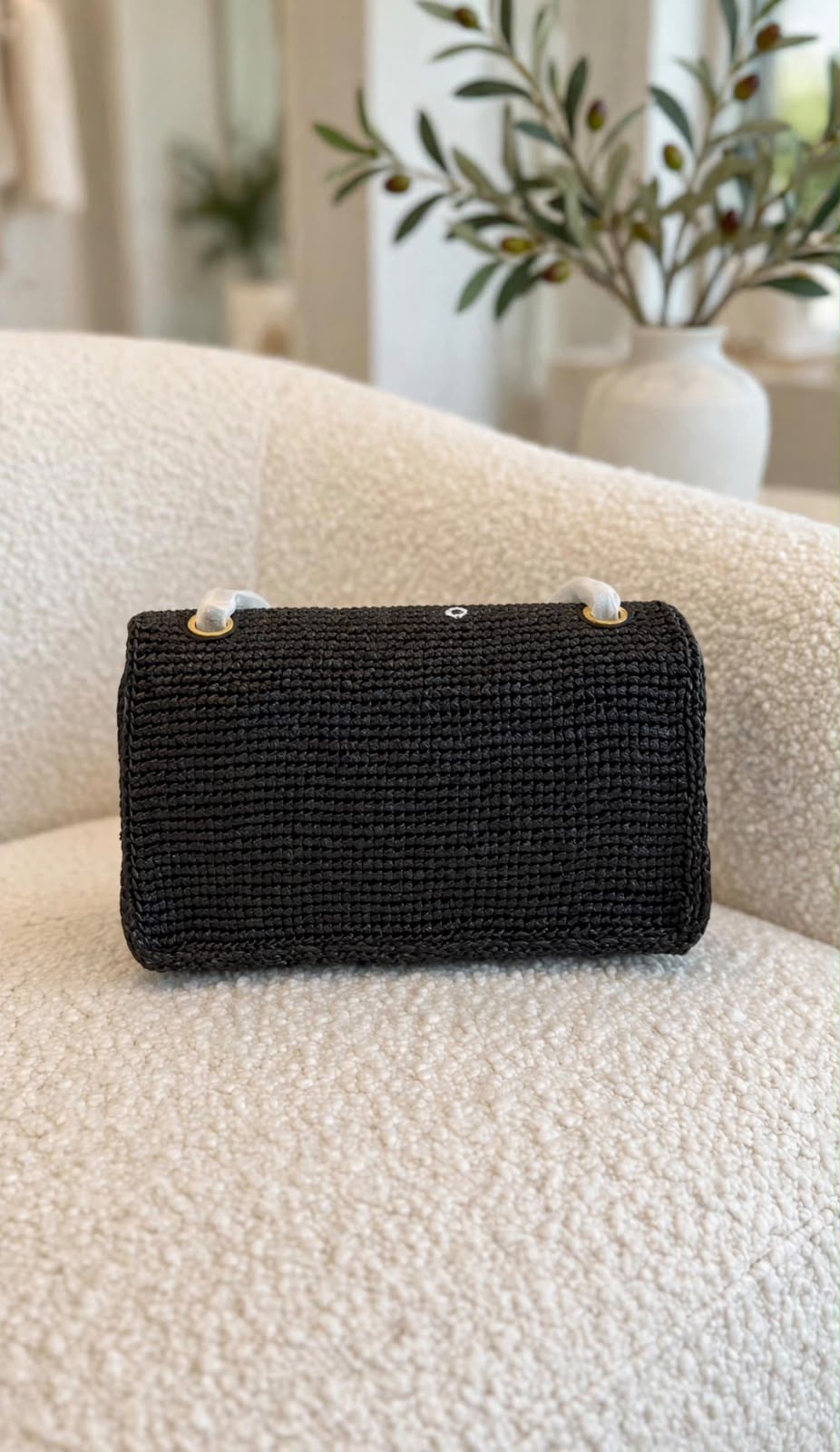 Chanel Embroidered Raffia/Straw Flap Bag