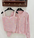 CHANEL Pink Textured Cardigan and Camisole Set