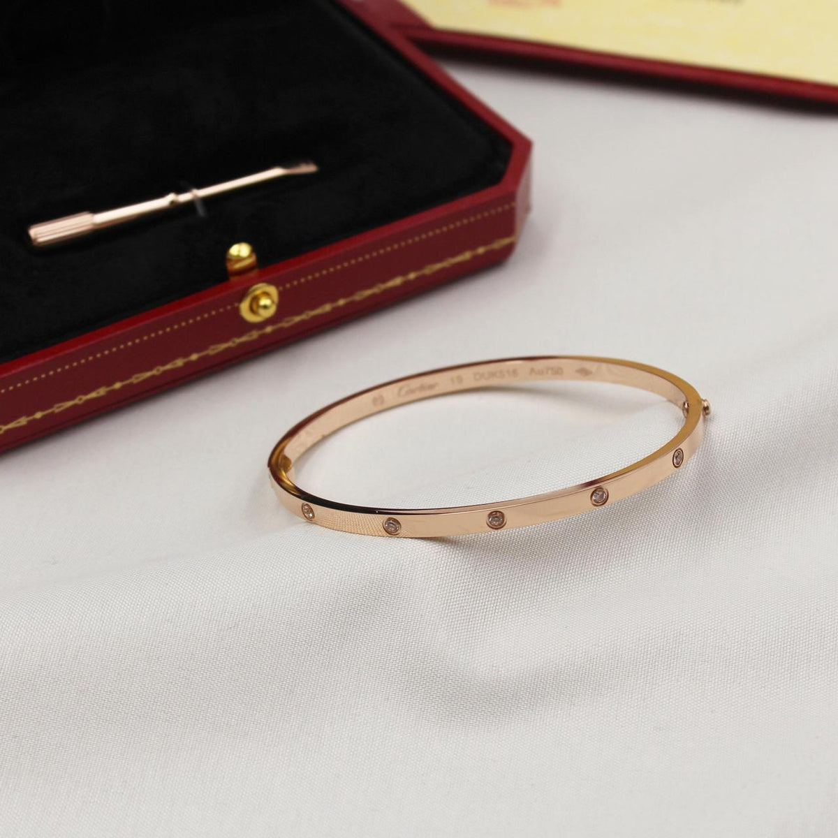 Cartier LOVE Small Model Bracelets with Diamonds in Yellow Gold, Rose Gold and White Gold