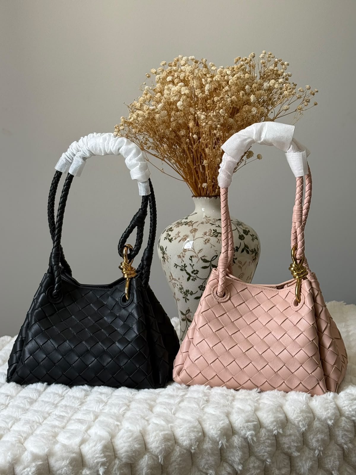 Bottega Braided Handle Knot Detail Shoulder Bag