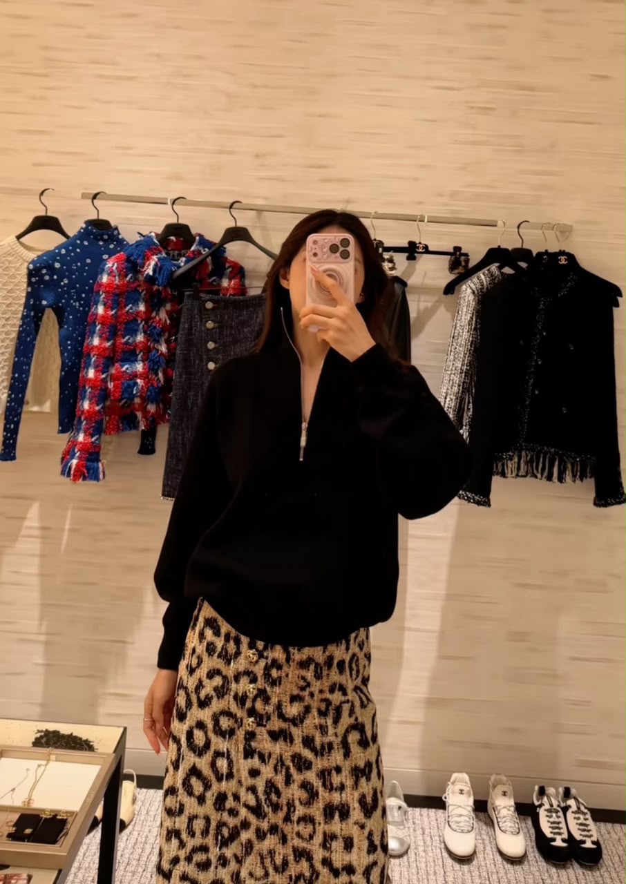 Chanel Quarter-Zip Knit Pullover Sweater