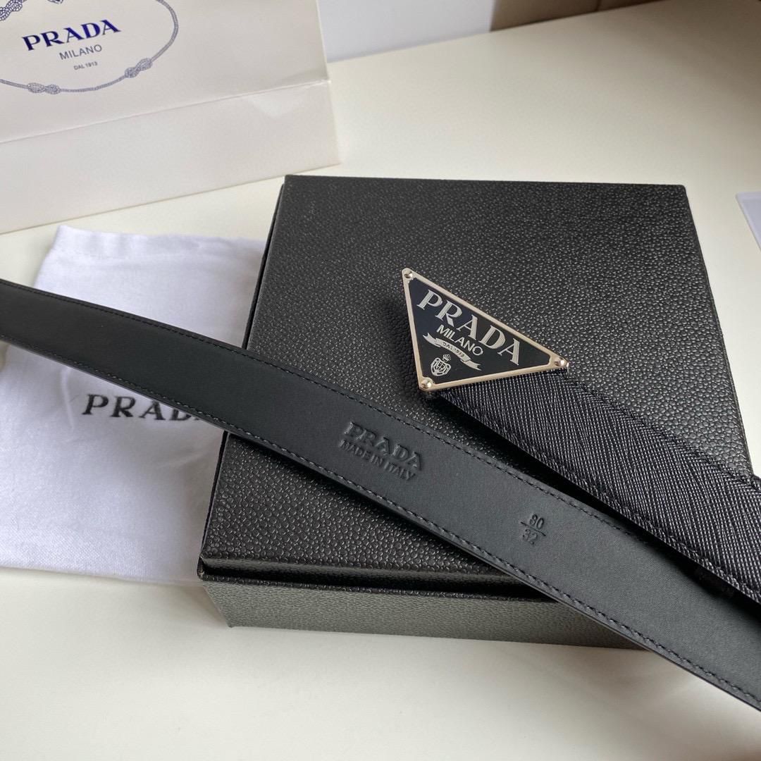 Prada Saffiano Triangle Logo Belt